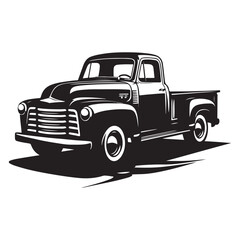 Classic Hauler Vintage Pickup Emblem Retro Rides Black Truck Icon, Vintage Pickup Truck Logo Monochrome Design Style