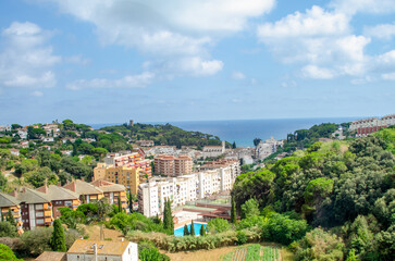 Spanish houses against the sky and sea in the city of Calella