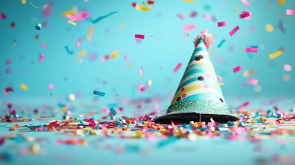 Illuminate the area with bright, even lighting to enhance the vibrant colors of the streamers and confetti, creating an energetic and celebratory atmosphere.