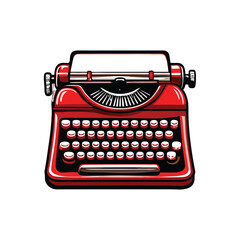 A realistic illustration of a classic red typewriter.