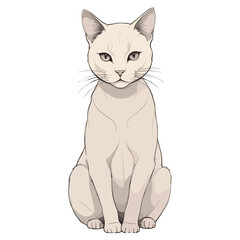 Elegant Beige Cat Sitting with Focused Expression