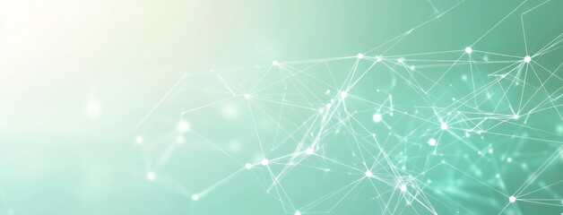 Abstract Technology Background with White Connected Dots and Lines on Light Green Gradient, Representing Digital Network Concept

