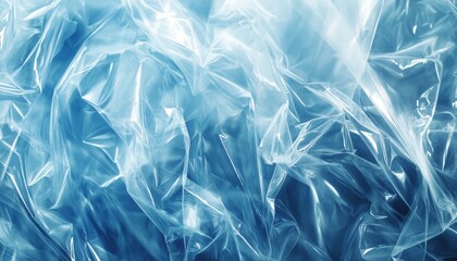 Fototapeta premium Translucent plastic sheets create a striking texture with light reflections in a close-up view