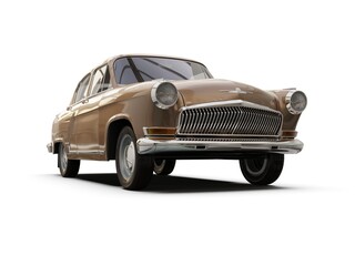 Old School Vintage Old-fashioned Classic Car Isolated on White Background