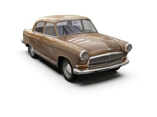 Old School Vintage Old-fashioned Classic Car Isolated on White Background
