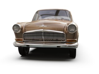 Old School Vintage Old-fashioned Classic Car Isolated on White Background