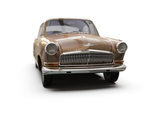 Old School Vintage Old-fashioned Classic Car Isolated on White Background