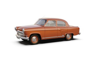 Naklejka premium Old School Vintage Old-fashioned&nbsp;Classic Car Isolated on White Background