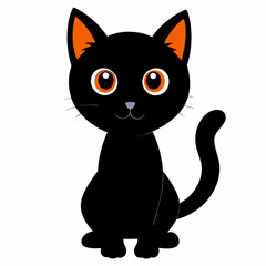 Fototapeta premium black cat cartoon isolated on white background. PNG Transparent file type with high definition quality And vibrant color grading Available.