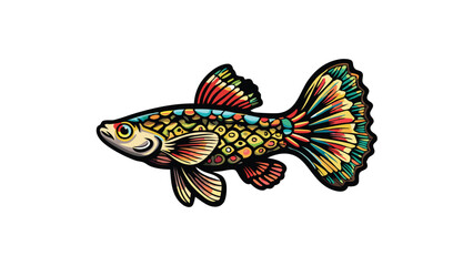 Create a vector illustration of a guppy fish with a colorful, detailed design.