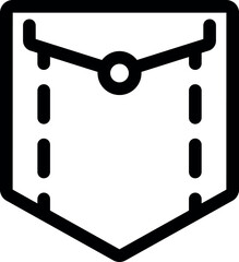 Simple line icon of a pocket with stitching detail