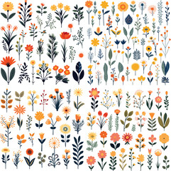 leaf illustration nature plant decoration flower design  floral background green spring summer vector botanical frame foliage vintage garden set card