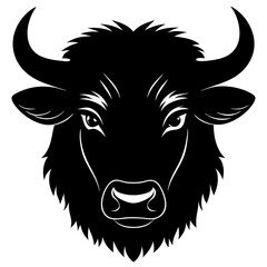 American Bison Head Silhouette Vector Art