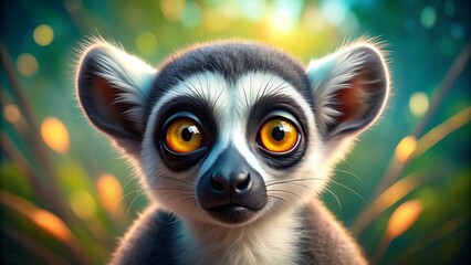 A curious 3D lemur with big, bright eyes, perched against a soft pastel background, perfectly captures the playful nature of these primates.