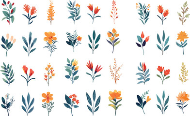 leaf illustration nature plant watercolor decoration flower design floral background wedding green spring summer vector botanical frame vintage garden set card