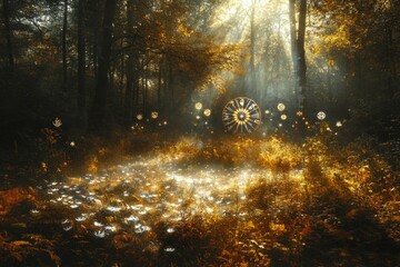 Obraz premium Wheel of the Year Nature's Cycle Wicca, Paganism Religion Spiritual Symbol