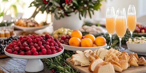 Festive Christmas meal preparation in a cozy kitchen with a tree