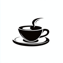 Obraz premium simple minimalist black logo icon of a coffee cup, isolated on white background