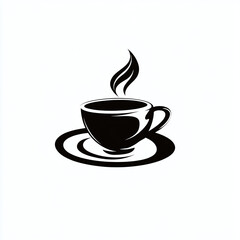 simple minimalist black logo icon of a coffee cup, isolated on white background