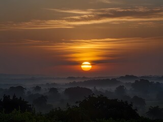 sunset over the mountains