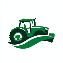 Naklejka premium Minimalist logo of a green tractor icon or isotype, isolated on white background