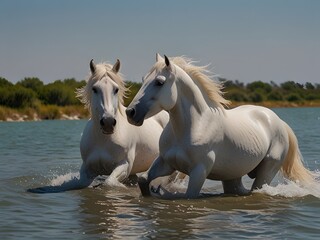 Obraz premium horses on the beach