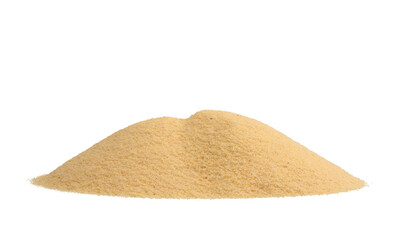 Beige grain texture sand podium stack isolated on white background. Minimal empty display product presentation scene.