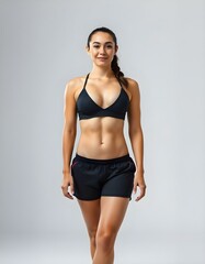 Fototapeta premium woman , female wearing shorts and bra for sports mockup
