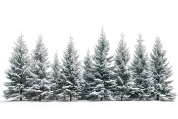 A group of trees covered in snow on a snowy day
