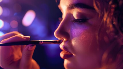 Obraz premium A close-up shot of someone holding a lit cigarette, possibly in a moment of contemplation or relaxation