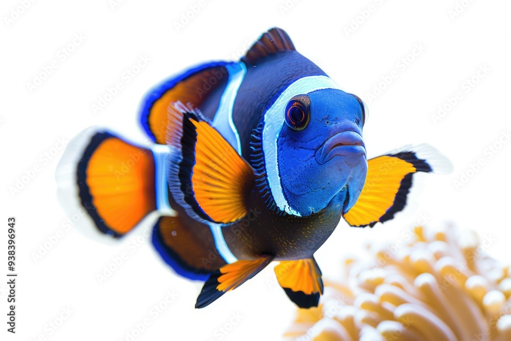 Poster a close-up view of a fish on a white background, suitable for use in science or educational material