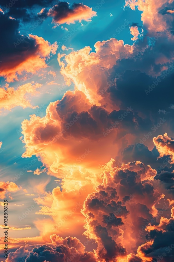 Poster Aircraft soaring above clouds during golden hour