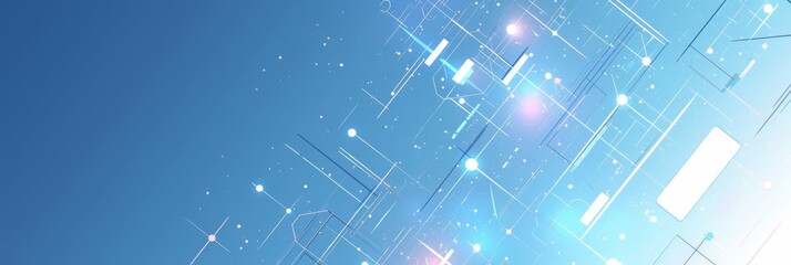 Fototapeta premium Light Blue Background with Network Connections and Dots for Digital Marketing Services Banner