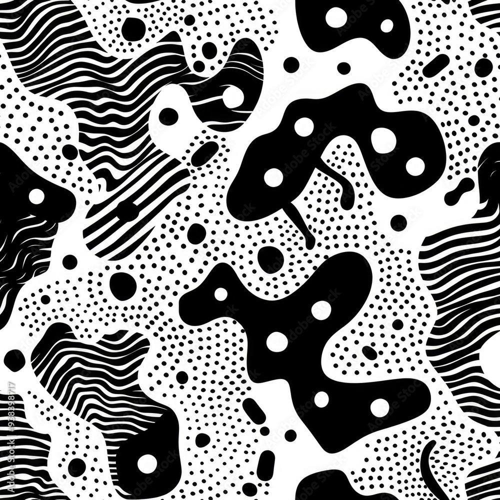 Poster A unique design featuring zebras and masks in a monochromatic color scheme