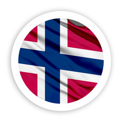 Obraz premium Norway Waving Flag with White Rounded Circle Frame 