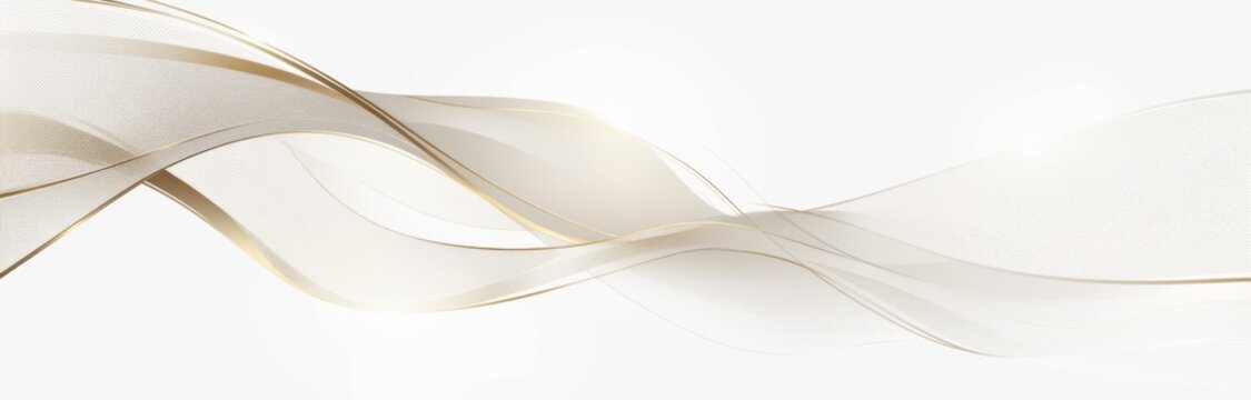Elegant Curved Lines in White and Gold on Minimalist Background
