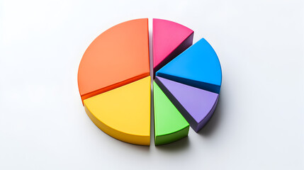 Colorful Pie Chart Infographic with Geometric Shapes and Minimalist Design