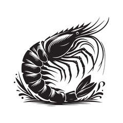 shrimp silhouette vector