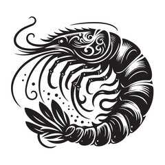 shrimp silhouette vector