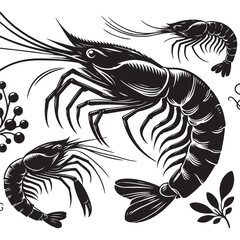 Fototapeta premium shrimp silhouette vector