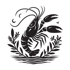 shrimp silhouette vector