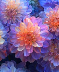 Obraz premium Beautiful Watercolor Bouquet of Sedum ‘Autumn Joy’ (Hylotelephium)Flowers Depicted in Pastel Shades of Alcohol and Ink.