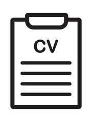 CV icon. Person resume. Applying for a job. Job interview. Vector icon isolated on white background. CV Resume. Job search, human resources, curriculum vitae, hr recruitment concept, flat style.