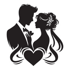 couple love silhouette vector image