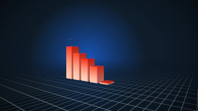 Economy falling, inflation chokes global business. Abstract data with decreasing chart