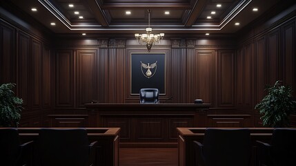 Dark Wooden Courtroom Interior Design