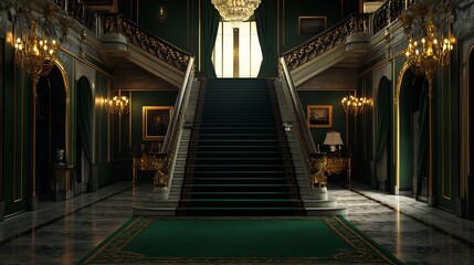 Grand Staircase in an Opulent Mansion