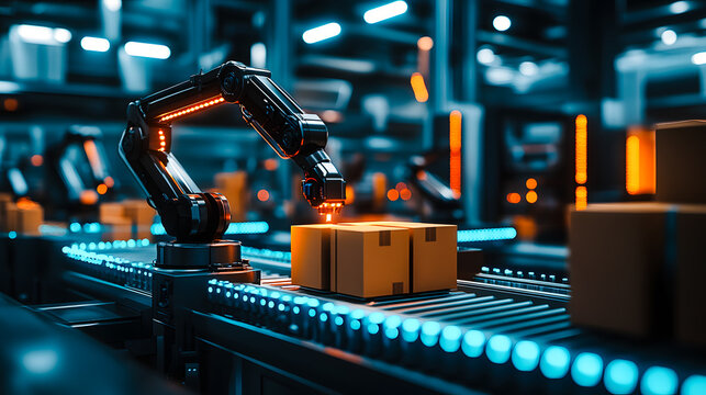 Colis sur chaine de tri robotis&eacute;e