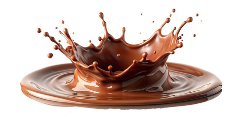 Detailed chocolate splash forming a crown shape on impact, for dessert visuals and food photography, transparent PNG file