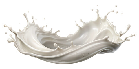 Isolated milk splash with dynamic fluid motion, fresh dairy concept, transparent PNG file